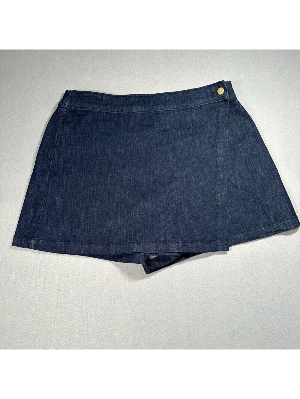 NWT Nine West High-Rise Denim Wrap Skort Womens Large Dark Wash Stretch Skirt